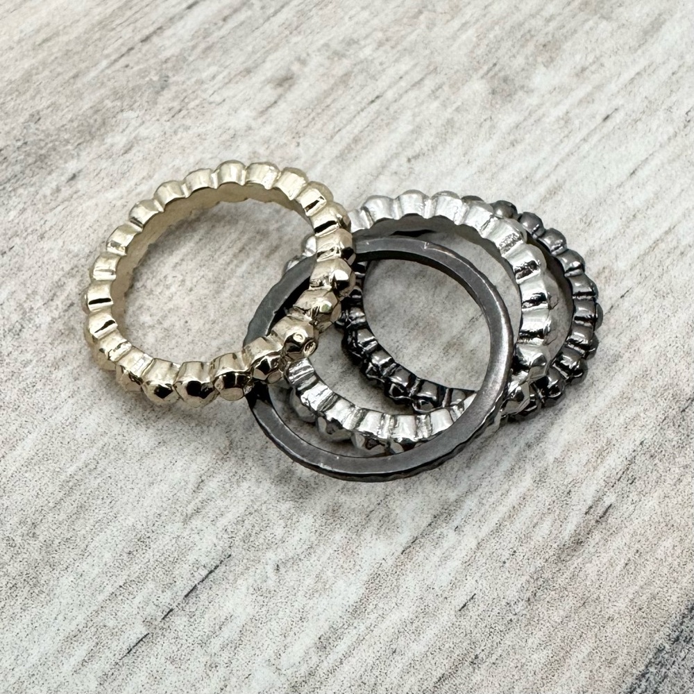Mixed Metal Beaded Stackable Rings - Picture 1 of 5